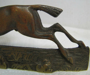 Vintage Jockey riding Horse Bookends brass copper wash ornate detailing rare htf