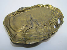 Load image into Gallery viewer, MAIDEN BONNET SHIP OCEAN SUN FISH Old Brass Figural Decorative Arts Trinket Tray
