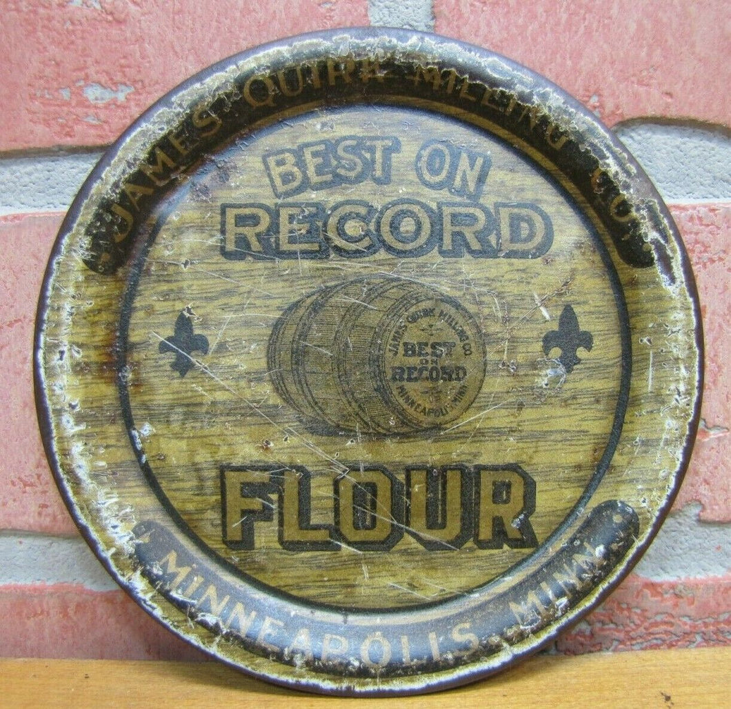 Antique JAMES QUIRK MILLING Co BEST ON RECORD FLOUR Tip Tray MINNEAPOLIS MINN