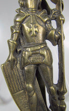 Load image into Gallery viewer, KNIGHT IN ARMOR Old Brass Figural Door Knocker Decorative Arts Hardware Element
