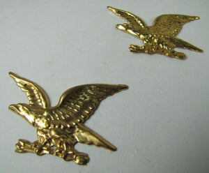 Old Brass EAGLES Decorative Ornamental Hardware Adornments Detailed Figural Pair