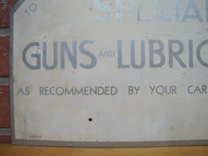 SPECIAL GUNS & LUBRICANTS Old Double Sided Auto Repair Shop Gas Station Ad Sign