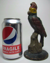 Load image into Gallery viewer, Antique Cast Iron Parrot Doorstop fabulous art statue old paint bird door stop
