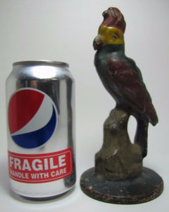 Antique Cast Iron Parrot Doorstop fabulous art statue old paint bird door stop
