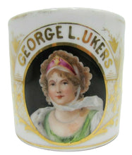 Load image into Gallery viewer, GEORGE UKERS Antique Porcelain Shaving Mug Occupational E J MOONEY T&amp;V FRANCE
