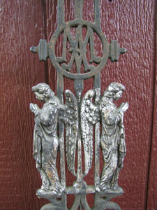 Antique Cast Iron Cross Crucifix Marker Architectural Decorative Art Mary Angels