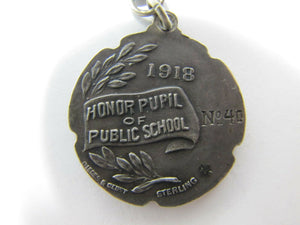 Antique 1918 Sterling Brooklyn Daily Eagle Honor Pupil Public School Medallion