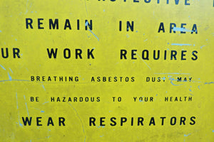 CAUTION ASBESTOS DUST HAZARD Old Industrial Shop Safety Advertising Metal Sign