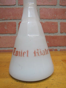 TOILET WATER Antique Clambroth White Milk Glass Apothecary Barber Med Bottle