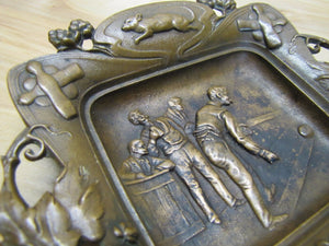 Antique Bronze Saloon Bowling Cigar Ashtray Rat Pins Ball Tankard ornate tray