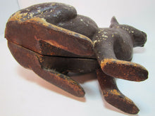 Load image into Gallery viewer, Antique Cast Iron Chocolate Bunny Rabbit Doorstop old paint early 1900s era art

