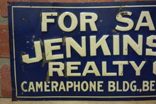 Load image into Gallery viewer, JENKINSON REALTY Co CAMERAPHONE Bldg BELLEVUE PA Old Embossed Tin Ad Sign
