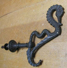 Load image into Gallery viewer, SeaHorse Serpent Antique 19c Bronze Hanger Bracket Hook Ornate Hardware Element
