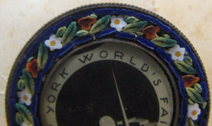 1939 NEW YORK WORLDS FAIR MICRO MOSAIC Souvenir Pin ITALY NYWF Ornate Rare HTF