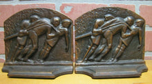 Load image into Gallery viewer, Orig Old &#39;GALLEY SLAVES&#39; Cast Iron Bookends circa 1920s decorative art book ends
