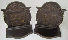 Load image into Gallery viewer, Antique Cast Iron Northwind Poems Bacon Johnsoniana Bookends bronze wash lrg B&amp;H
