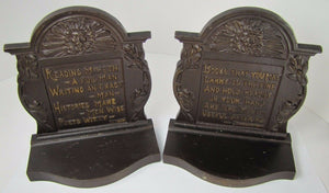 Antique Cast Iron Northwind Poems Bacon Johnsoniana Bookends bronze wash lrg B&H