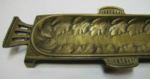 Antique Decorative Arts Brass Tray Leaves Ornate Card Tip Trinket Pen Rest