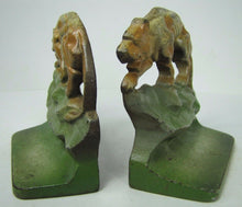 Load image into Gallery viewer, Old TIGER Prowling Crouching in Landscape Cast Iron Decorative Art Pair Bookends
