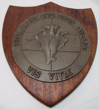 Load image into Gallery viewer, Old Brass SUBMARINE SQUADRON TWELVE Plaque VIS VITAE High Relief Naval Sign
