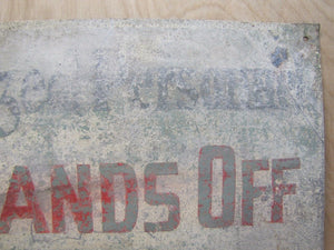 UNAUTHORIZED PERSONNEL KEEP HANDS OFF ELEVATOR GATES Sign Old Metal Safety Ad