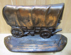 Antique Western Covered WAGON W.H. Howell Co Cast Iron Decorative Art Bookend