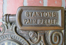 Load image into Gallery viewer, 19c STANTONS PAIN RELIEF REMEDY Quack MedicIne Drug Store Sign Advertising Clock
