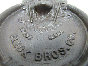FLECK BROS INDIAN CHIEF Antique Cast Iron Advertising Tray PEACE PIPE TOMAHAWK