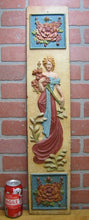 Load image into Gallery viewer, Maiden in Gown Holding Bouquet of Roses Decorative Arts Cast Iron Plaque
