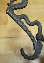 Load image into Gallery viewer, SeaHorse Serpent Antique 19c Bronze Hanger Bracket Hook Ornate Hardware Element
