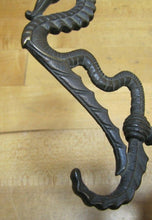Load image into Gallery viewer, Antique 19c Bronze SeaHorse Serpent Hanger Bracket Hook Ornate Hardware Element
