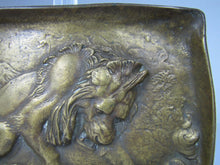 Load image into Gallery viewer, Antique Bronze Lion Decorative Art Tray Ornate High Relief Design Tree Landscape

