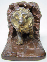 Load image into Gallery viewer, 1920s LION IN CAVE Bookends JUDD Co Figural Cast Iron Decorative Art Book Ends

