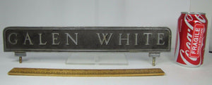 GALEN WHITE Old Double Sided Topper Embossed Advertising Sign store display mtl