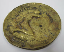 Load image into Gallery viewer, Art Nouveau Nude Maiden Brass Tray &#39;Modesty&#39; Old Card Tip Trinket Ring Jewelry

