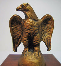Load image into Gallery viewer, Old Cast Iron EAGLE PAPERWEIGHT Detailed Figural Metal Bird Mounted Wooden Base
