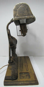 Antique Art Deco Cast Iron Elephant Doorstop Lamp rare old figural desk dresser
