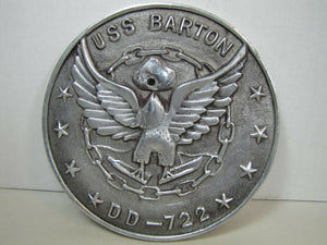 USS BARTON DD-722 Navy Ship Plaque Sumner-class Destroyer WW2 Naval Sign