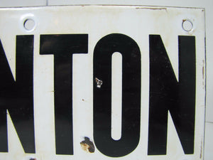 CLINTON Old Porcelain Railroad Train Station Town Sign NELKE-PORCELAIN METALS NY