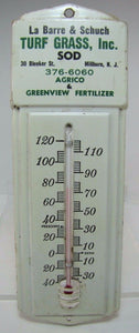 Old Agrico & Greenview Fertilizer La Barre&Schuch Grass Millburn NJ Thermometer