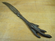 Load image into Gallery viewer, DE-OXIDIZED BRONZE CHICKEN CLAW FOOT Old Advertising Letter Opener Page Turner
