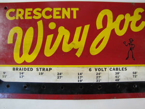 Orig 1940-50s Crescent Wiry Joe Battery Cable Sign metal gas station parts store