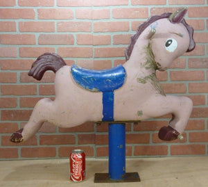 Old PONY CARNIVAL AMUSEMENT PARK RIDE Childs Fixed Roundabout Ride-On Numbered