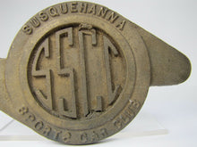 Load image into Gallery viewer, SSCC SUSQUEHANNA SPORTS CAR CLUB Old Brass Paperweight Embossed Ad Sign Plaque
