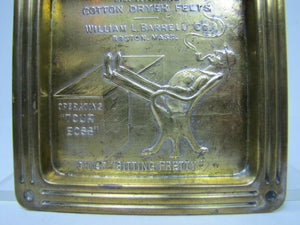 Antique SIAMESE COTTON DRYER FELTS Brass Advertising Tray W BARRELL BOSTON MASS