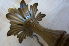 Load image into Gallery viewer, Antique Leaves Petals Decorative Cast Iron Lamp Original Old Gold Paint Light
