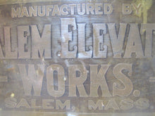Load image into Gallery viewer, Antique SALEM ELEVATOR WORKS Brass Sign Salem Mass Architectural Hardware Plaque

