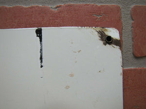LOCKED FOR YOUR PROTECTION Old Porcelain Restroom Ad Sign ASK SERVICE FOR KEY