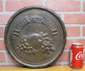 FRUIT OF THE LOOM Old Lg Embossed Brass Bronze Plaque Sign Underwear Advertising