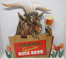 Load image into Gallery viewer, Original HORLACHER&#39;S GENUINE BOCK BEER Liquor Store Bar Advertising Display Sign
